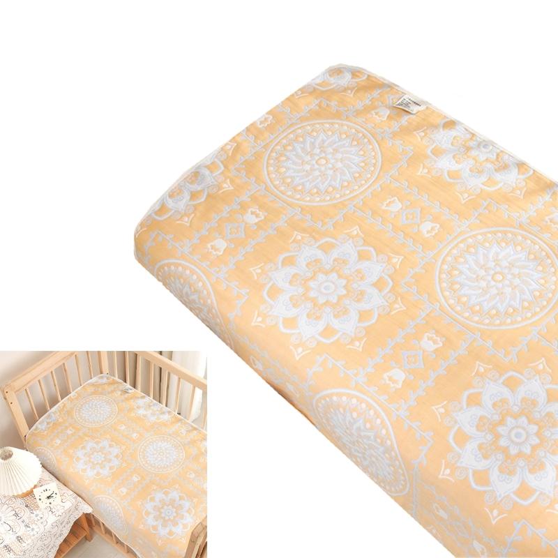 Дышащая 6-слойная хлопковая простыня для детской кроватки для младенцев Мягкое моющееся постельное белье Наматрасник для детского матраса для использования в летний сезон