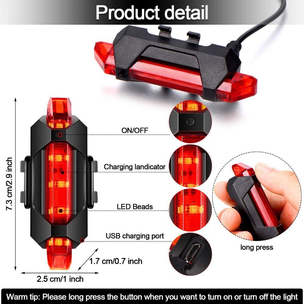 Flashing Rear Bicycle Light USB Rechargeable Cycling Taillight Fashion Bike Light