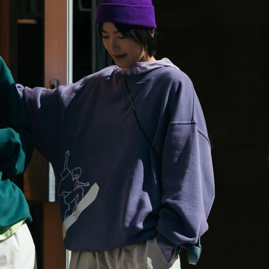 Adidas Trefoil X Chang Cang Xiong & Su Yiming Manga Skateboard Hoodie Женская толстовка с капюшоном Фиолетовый IK4316