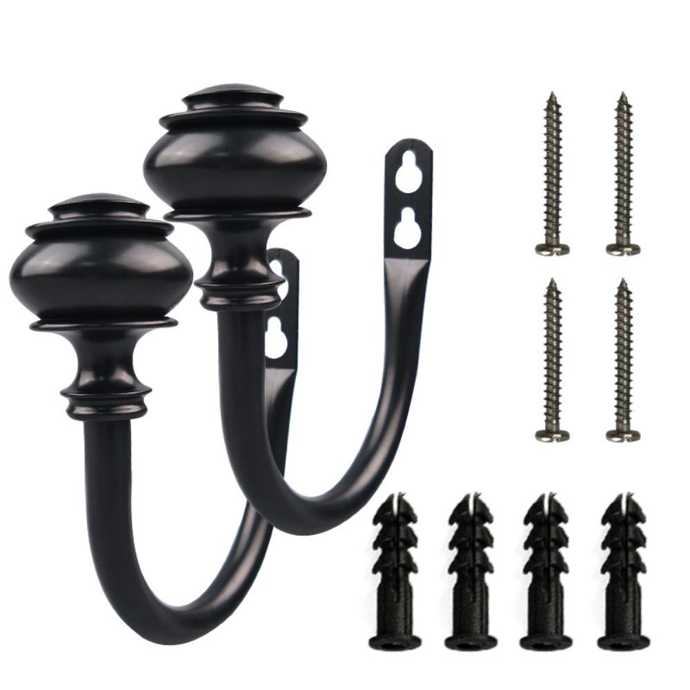 2Pcs Vintage Style Curtain Holdbacks U-Shaped Wall Mounted Tieback Hooks Fixed Elegant Drapery Tie Backs Bedroom