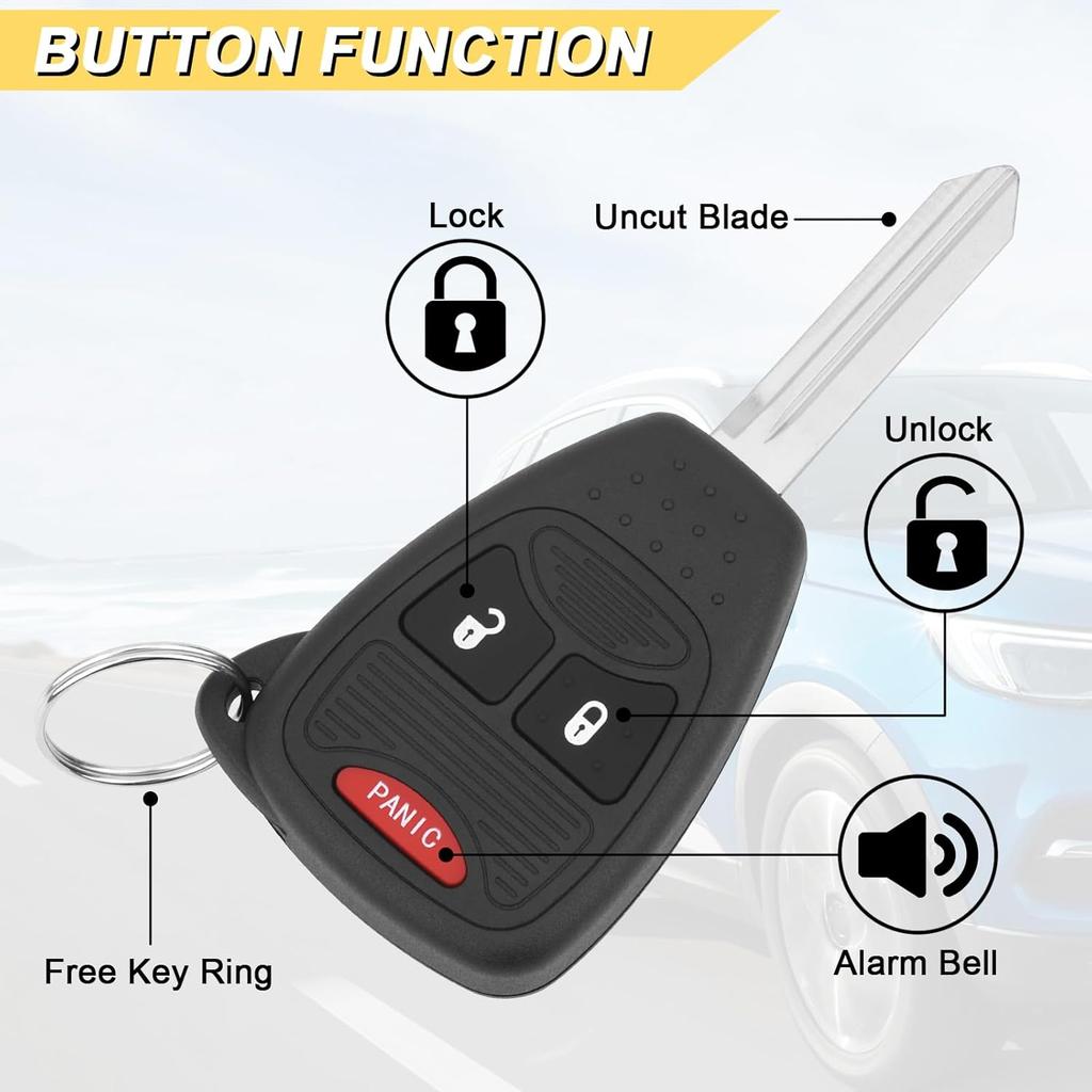Ключ-брелок подходит для 04-09 Dodge Durango/ 05-11 Dakota/ 06-09 Ram/ 08-14 Avenger/ 07-12 Caliber Nitro/ 06-17 Wrangler/ 07-16 Compass Patriot/ 2006-2010