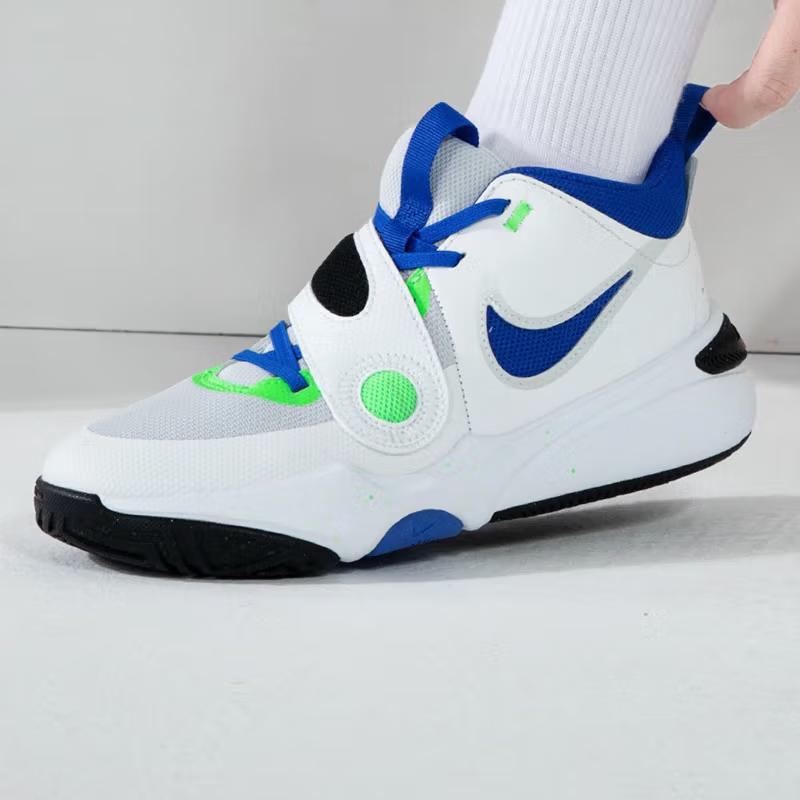 Nike Team Hustle D11 GS Green Strike Racer Синие детские кроссовки White Summit-White Pure-Platinum DV8996-101