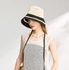 ELLE rollable and foldable straw woven hat, women's summer sun hat, outdoor travel, beach vacation style, ribbon fishing hat