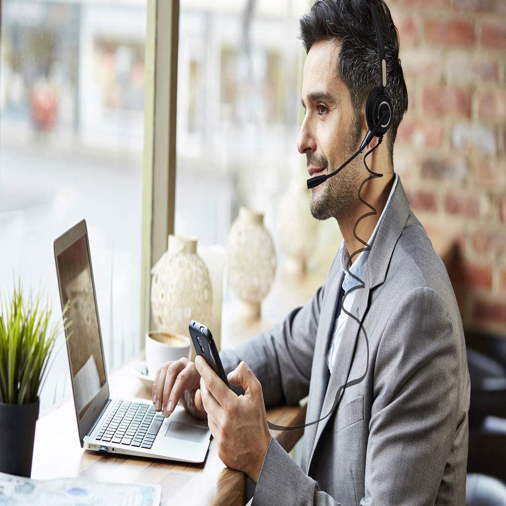 Компьютерная USB-гарнитура, наушники для колл-центра с микрофоном и шумоподавлением, проводные деловые наушники для Skype/ПК/ноутбука/Mac