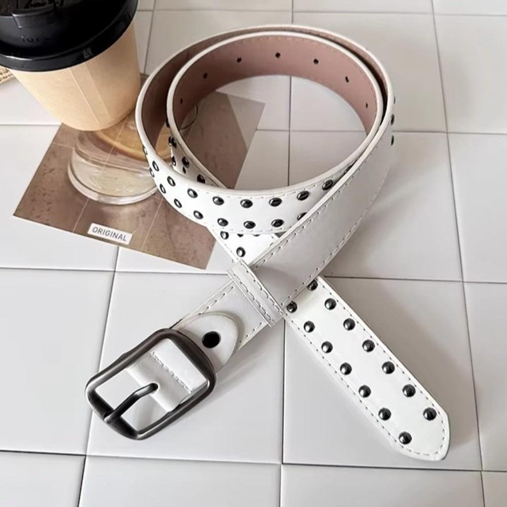 Pin Buckle Suede Belt Rivet Design Pin Buckle Belt Versatile Leather Belt For Women