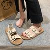 Мягкие кожаные сандалии на платформе женские носят новую пляжную обувь обувь для рыбалки обувь на одно слово летом
