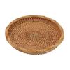 Fiber Material Storage Tray Sturdy Texture Raised Surrounding Edge Organizer Plate Tightly Woven Round Serving Tray