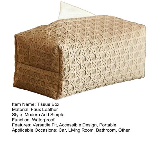 Yousheng Держатель для салфеток из искусственной кожи Легкий в уходе Ротанг Устойчивый к пятнам Чехол для салфеток Аксессуар для ванной комнаты