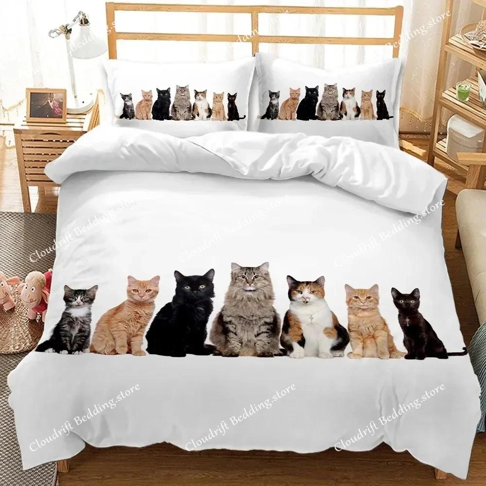 3D Печать Кавайный Котёнок Кошка Постельное Белье Пододеяльник Спальня Одеяло Односпальное Двуспальное King Size Покрывало Домашний Текстиль026