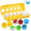 Matching Eggs Toy Color & Shape Recognition Sorter Puzzle Montessori Toy Travel Game Sensory Early Learning Skills for Girl Boy