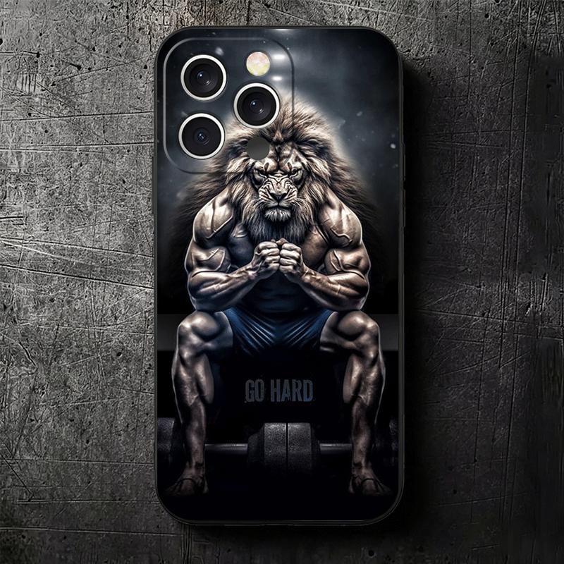 Лев Мужчина Король Мягкий Чехол для Телефона для iPhone 16 16E 17 Air 15 Pro Max 14 Plus 13 Mini 11 12 7 Черный Чехол Задняя Панель
