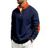 Men S Color Block Loose Fit Stand Collar Zip Up Casual Sports Sweatshirt