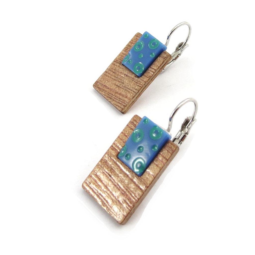 NOA [K0228] - Серьги-пуссеты 'Bora Bora' дизайнерские сине-зеленые