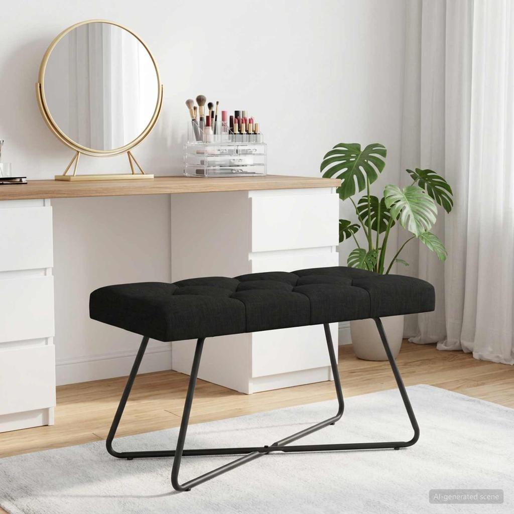 Bench with Button Tufting Black 80 x 40 x 46 cm Fabric