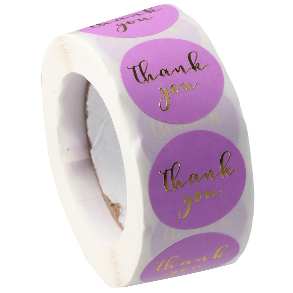 500 Pcs Purple Label Stickers Round Label Roll Self-Adhesive Stickers Birthdays