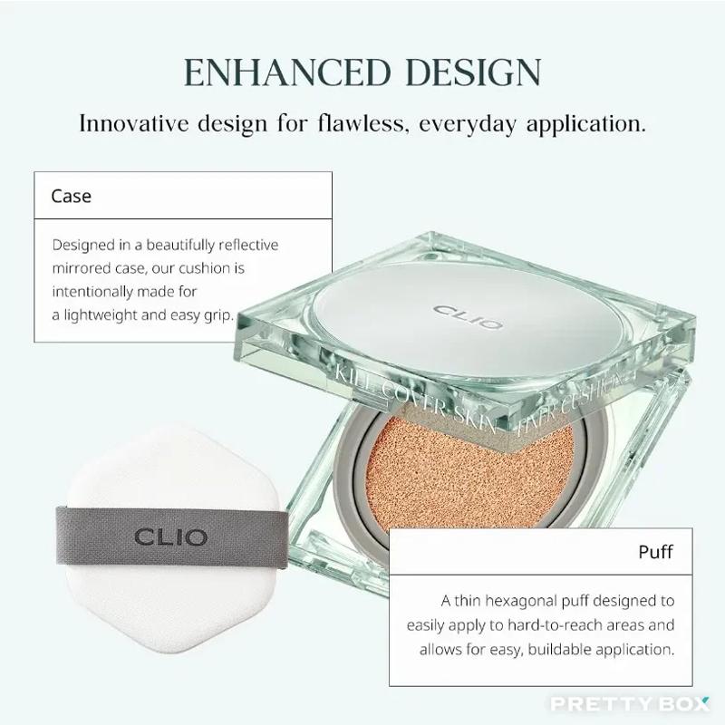 Clio Подушка-фиксатор для кожи Kill Cover со сменным наполнением (4 цвета) SPF 50+ PA+++ 15g*2EA