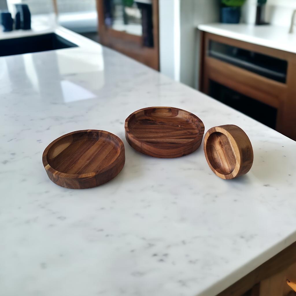 PLATE MADE OF ACACIA WOOD FOR SERVING TRAY 16 x 3 cm