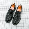 Leather Men Casual Black Tassel Loafers Handmade Soft Leisure Shoes Breathable Slip-On Comfortable for Drive Footwear Moccasins
