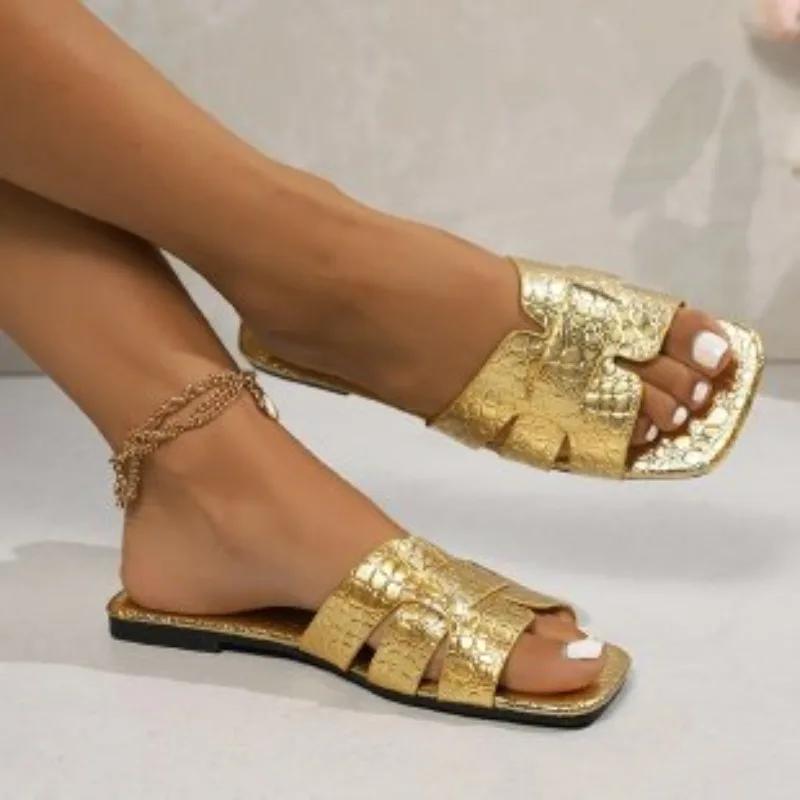 Женские плоские тапочки, плетеные с удобной женской обувью, повседневные тапочки на подошве, женская обувь, большой размер 43