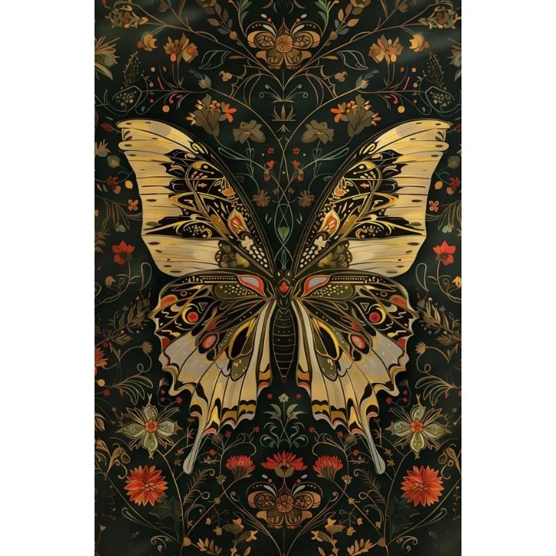 Butterfly Romantic Floral Boho Posters and Prints Canvas Printing Vintage Wall Art Picture for Living Room Home Decor Gifts