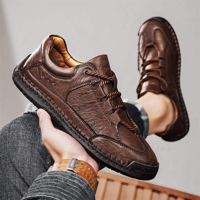 38-48 Мужская обувь больших размеров из кожи, низкие повседневные спортивные туфли, мужская модная повседневная кожаная обувь