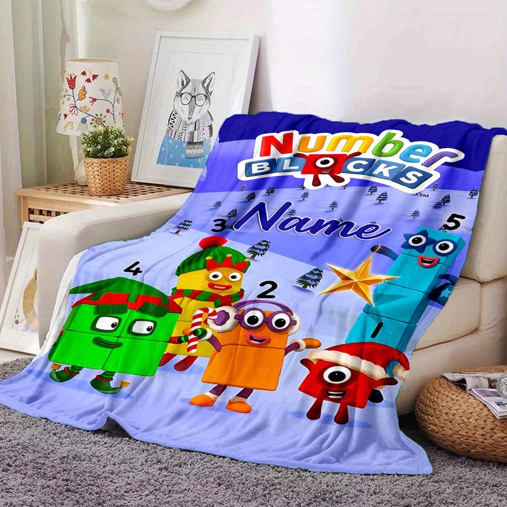 Number Blocks Characters Winter Scene Blanket With Customizable Name Comfortable In All Seasons Suitable For Sofas Beds Travel Camping And Office