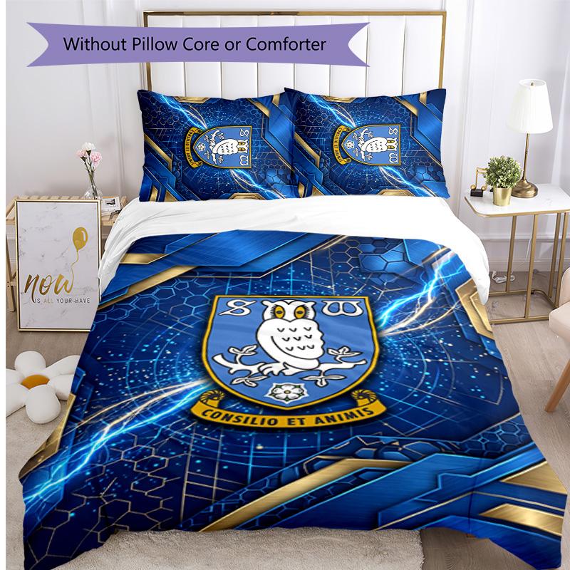 Sheffield Wednesday Football Printed 3 Pieces Bedding Set, Comfortable Skin Friendly Bedroom Duvet Cover Set