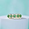 Huitan Luxury Princess Green Cubic Zirconia Rings for Women Gold Color Temperament Female Finger-rings Wedding Trendy Jewelry