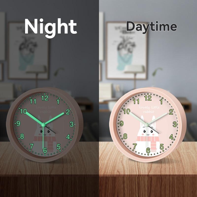 1PC Luminous Alarm Clock Round Frame Luminous Numbers Desk Wake Up Clock Ideal For Bedroom Living Room Office Nighttime Decor