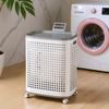 Dirty Clothes Basket Large Capacity Hollow Out Laundry Basket with Wheels Laundry Hamper with Lid for Home Use