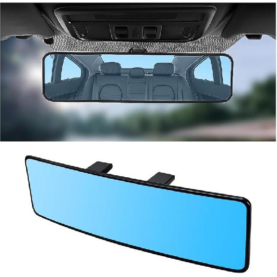 Car Rear View Mirror, 11.2" HD Clear Panoramic Convex Wide Angle Vehicle Rearview Mirror Extender To Reduce Blind Spot, Anti-Glare Clip-On Auto