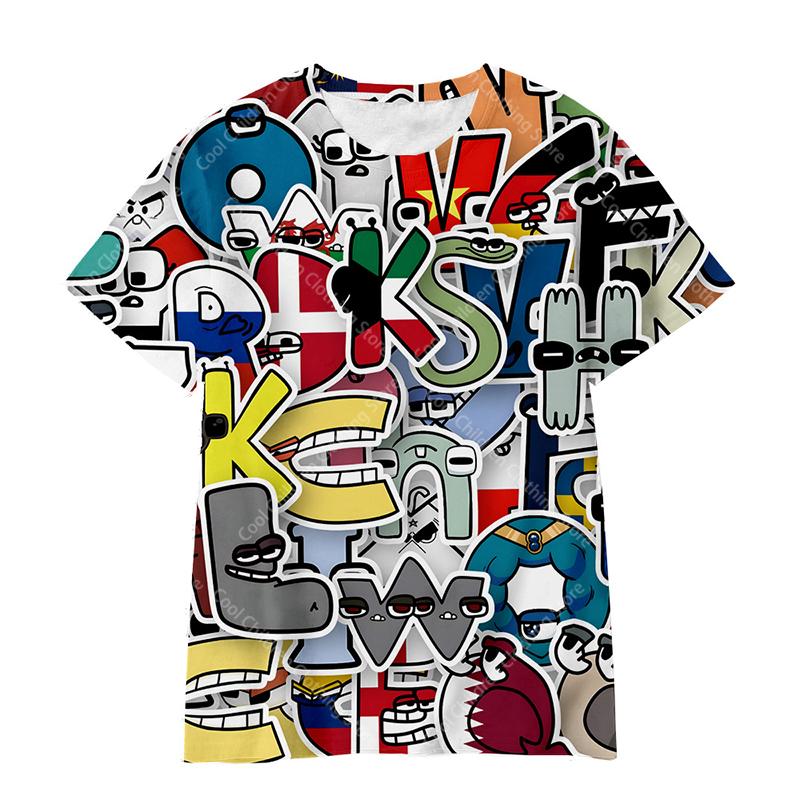 Funny TShirts Cartoon Game Alphabet Lore 3D Print Streetwear Boys Girls Casual Fashion Oversized T Shirt Kids Boy Girl Tees Tops
