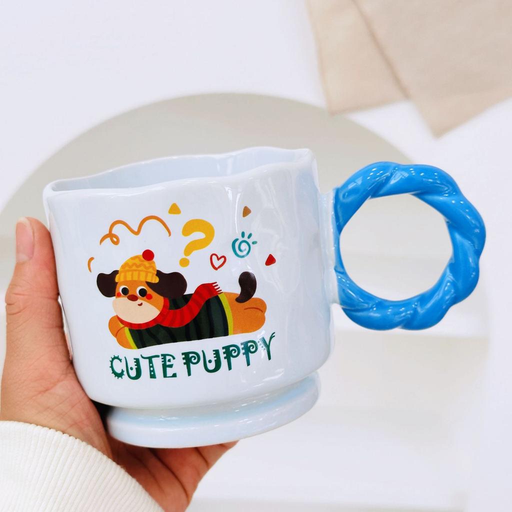 Высококачественный простой бокал в горошек, мультяшная милая кружка с милым питомцем, милая керамическая чашка, термостойкая, кружка для девочек