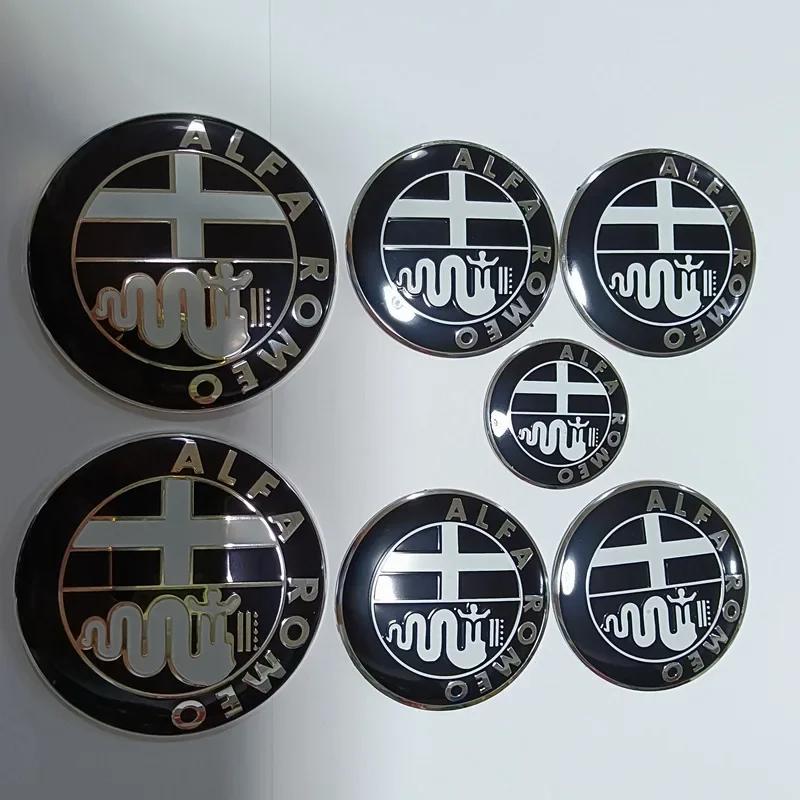 USLT7 Car Front Hood Rear Trunk Badge Steering Wheel Hubcap Sticker For Alfa Romeo Giulia MiTo Stelvio Giulietta GT 159 147 156