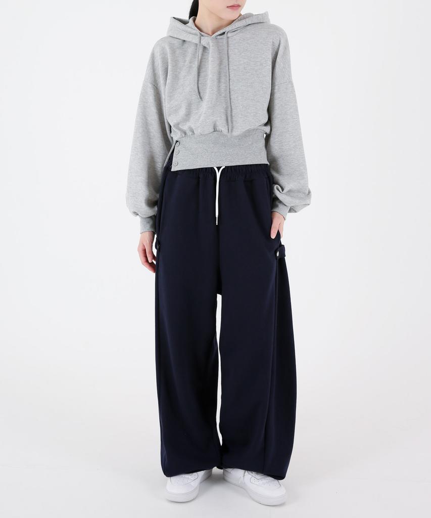 UMM Women'S Snap Button Wide Balloon Sweatpants Navy