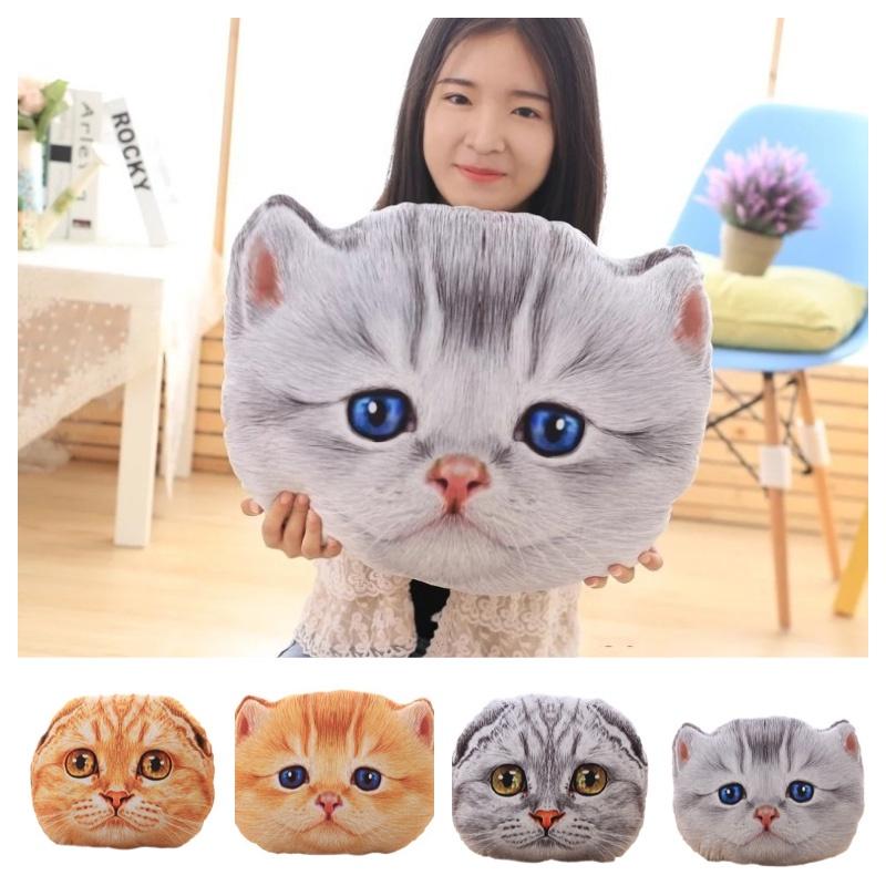 Plush Alien Cat Pillow Available In Gray Folded Ear Cat And Yellow Folded Ear Cat