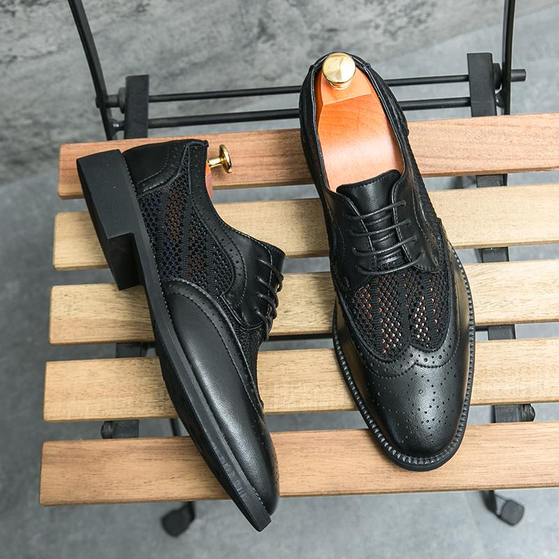 Модные роскошные мужские туфли из натуральной кожи с выемками, повседневная обувь для офиса, банкета, летняя воздухопроницаемость