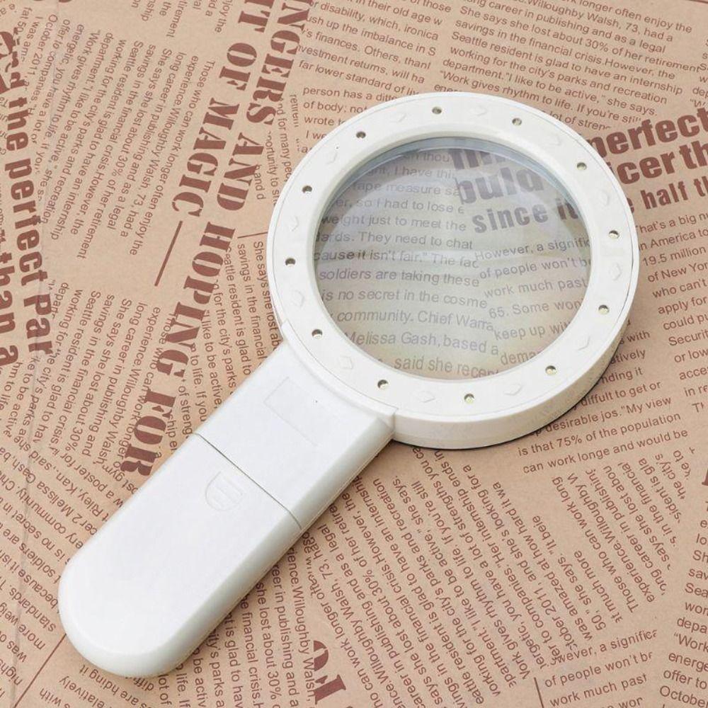 LED Light Lighted Magnifying Glass Illumination Illuminated Magnifier Coins Inspection