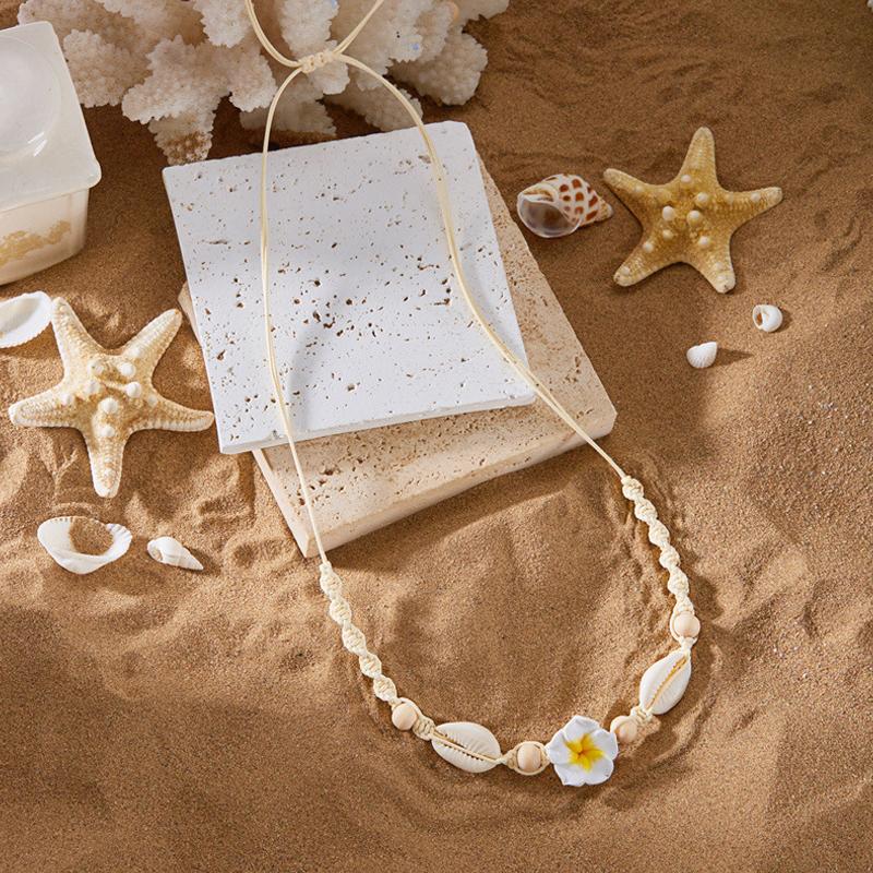 Bohemia Style Flower Shell Braided Necklaces For Women Cute Flower Choker Summer Beach Necklace Jewelry Accessories Gifts