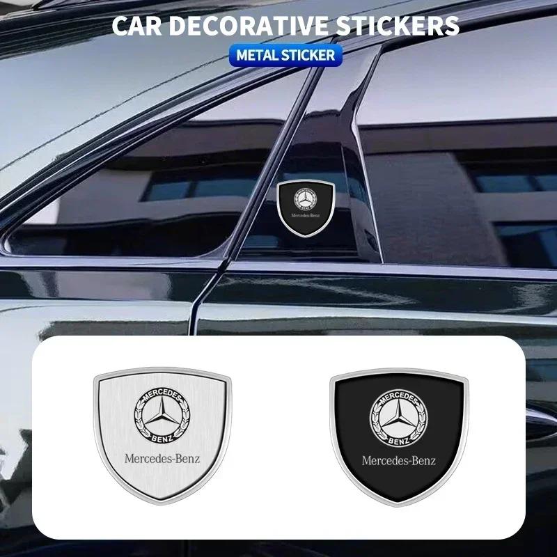 1/2pcs 3D Metal Shield Emblem Car Window Body Side Badge Stickers For Mercedes Benz AMG A B C E S class GLA GLC CLA GLK GLE FYZAB1