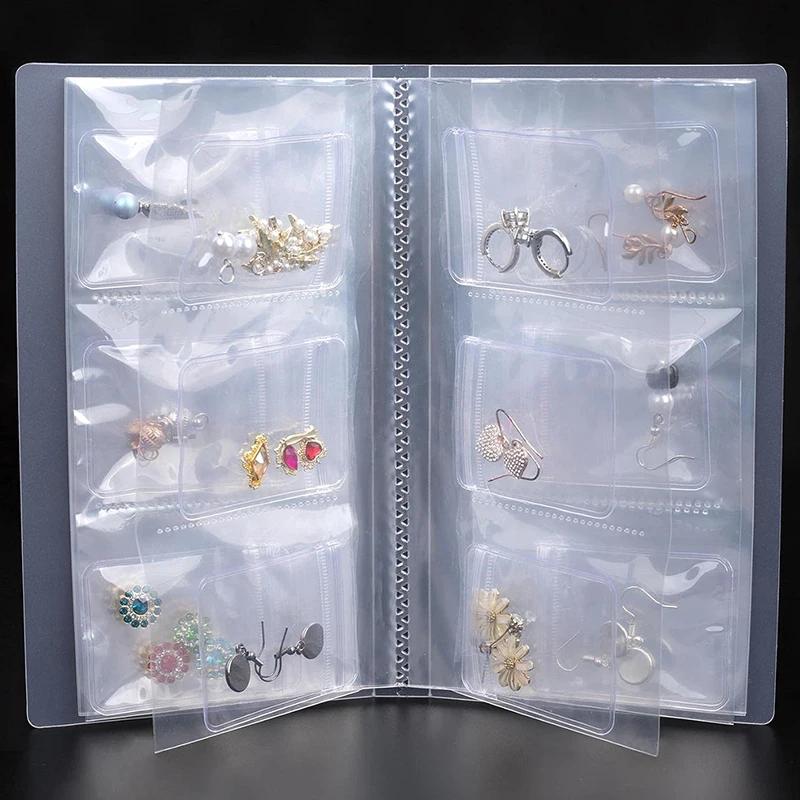 84Gird Transparent Anti-oxidation Jewelry Storage Albums Desktop Drawer Organizer Necklace Bracelet Ring Book Holder Jewelry Bag