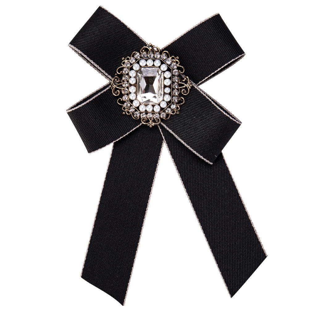 Woman Elegant Brooch Bowknot Shimmer Artificial Diamond Cloth Bow Corsage with Pin Skirt Decoration
