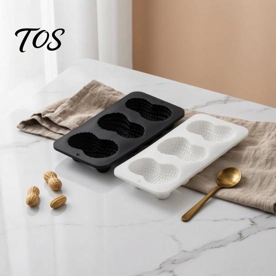Peanut Shaped Silicone Mold Baking Mold, with 3 Cavity, Flexible Non-stick Multipurpose Accessory Tray, for DIY Chocolate Mousse Cake Biscuit