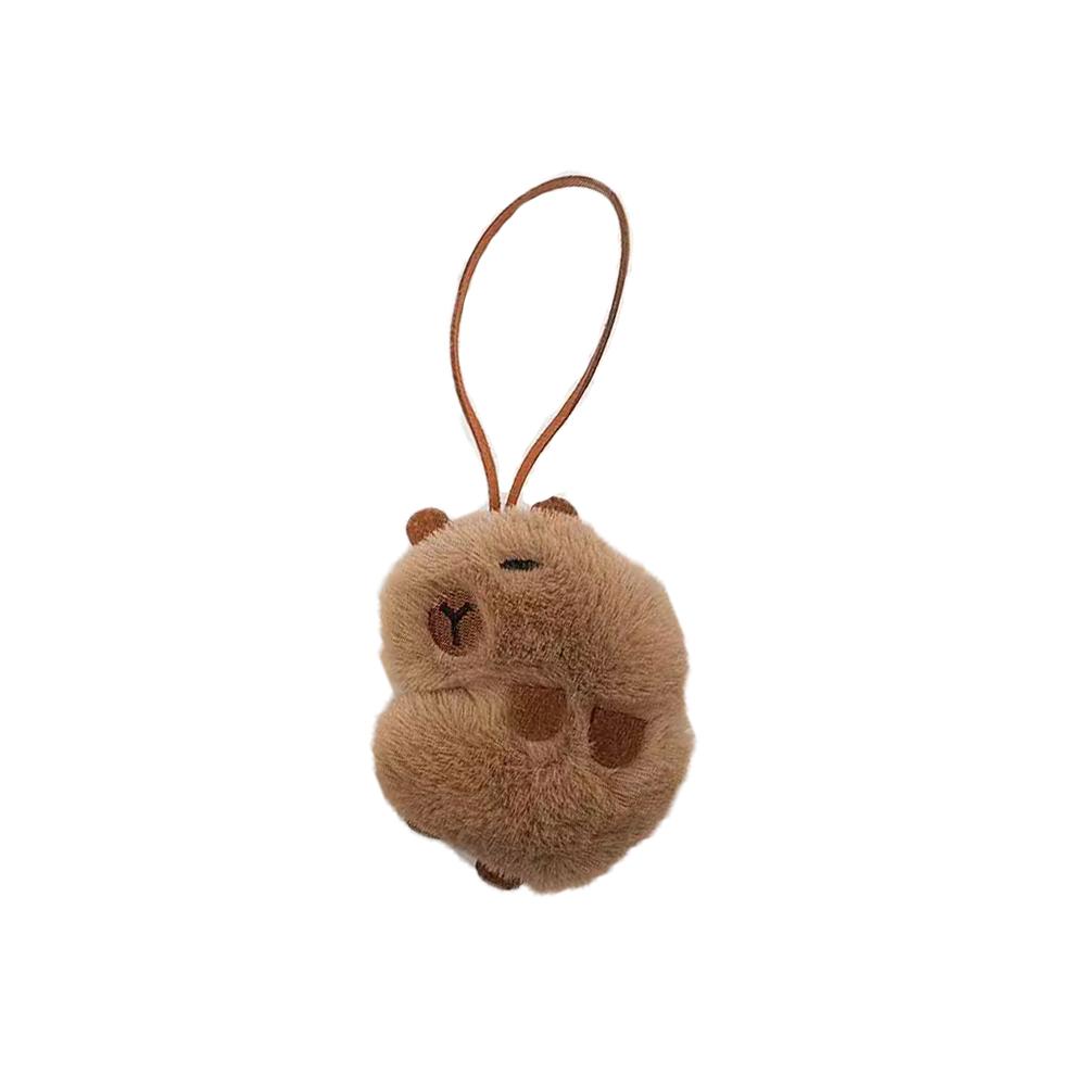 Kawaii Plush Capybara Keychain Anti-lost Mark Tag Key Holder For Kid Kindergarten Backpack Pendant Decor