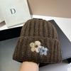 Dongdaemun Sweet Flower Knitted Hat Winter Warm Thick Wool Ear Hat Outdoor Cold Pullover Hat