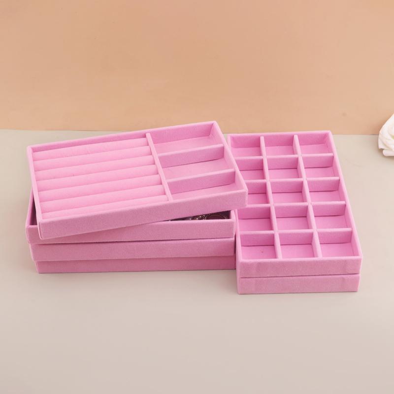 Бархатный поднос для хранения украшений, ящик для хранения, небольшие, складные розовые шкатулки и упаковка для украшений, подходящие для колец, сережек, простые и практичные