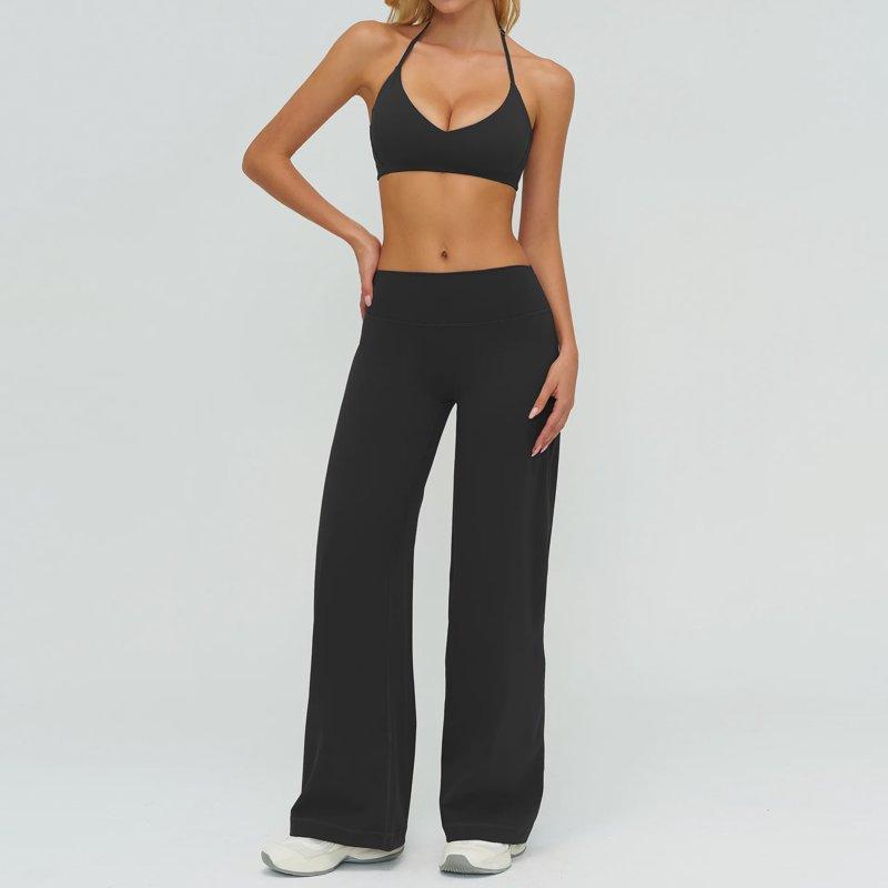 Women's Tracksuit Fitness Suit Two Piece Yoga Sets Women Sportswear Workout Sports Bra High Waist Flared Pant Gym Clothing