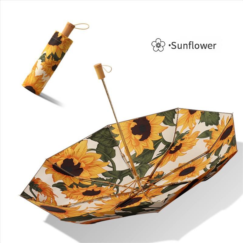 Three-Fold 8-Bone Double-Layer Double-Flower Vinyl Sun Protection Umbrella Uv Protection For Women Sun And Rain Dual-Purpose Sun