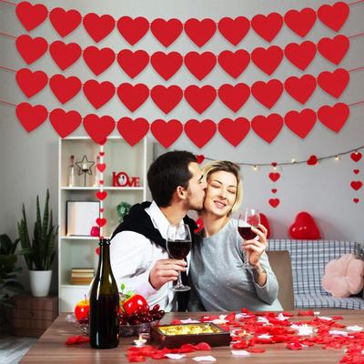 4 шт. DIY Баннеры ко Дню святого Валентина Гирлянда из войлочных сердечек Романтические украшения Красные
