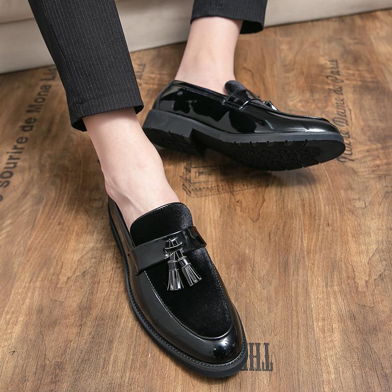 British Style Men's Comfortable Foot Cover Lazy Flow Su Le Fu Shoes Fashionable Patent Leather Breathable Pointed Bean Shoes
